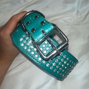 Vintage Y2K embellished studded turquoise belt